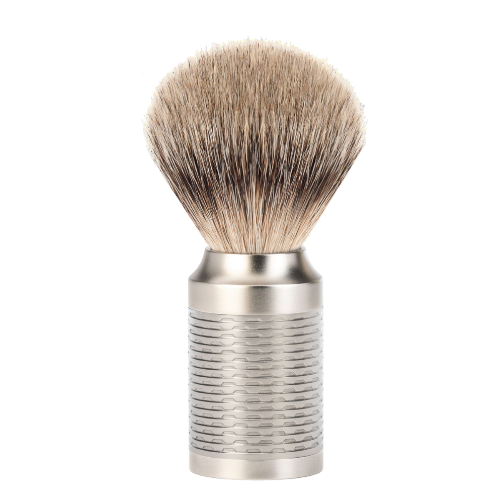 Partasuti Rocca Silvertip Badger Matte Silver
